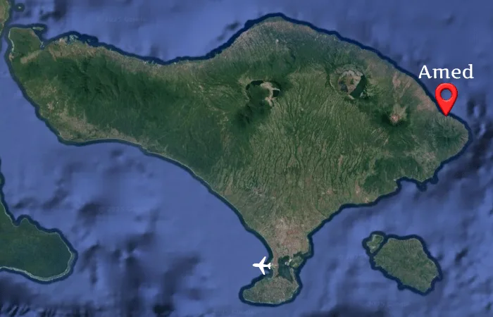 Amed ville balneaire a bali, snorkeling plage de sable noir